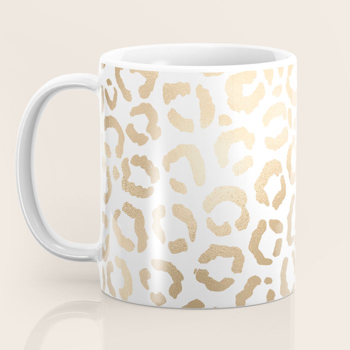 Elegant Gold White Leopard Cheetah Animal Print Coffee Mug Gallery Image 3