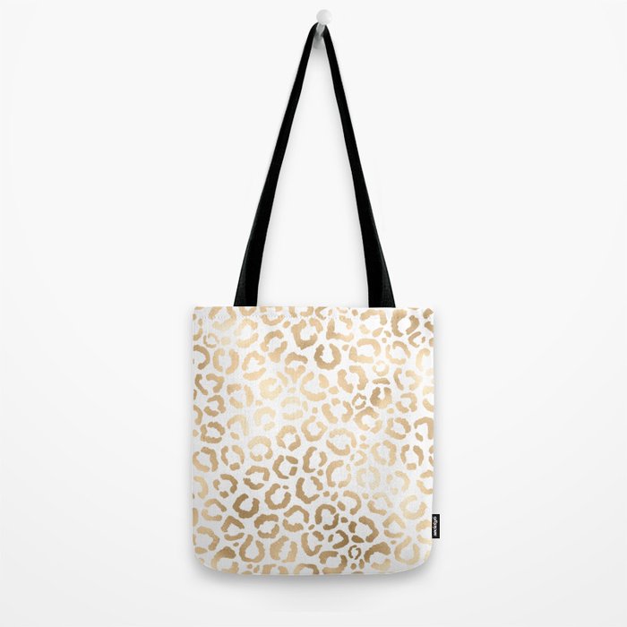 Elegant Gold White Leopard Cheetah Animal Print Tote Bag Gallery Image 2
