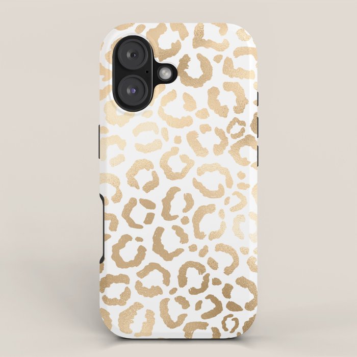 Elegant Gold White Leopard Cheetah Animal Print iPhone Case Gallery Image 1