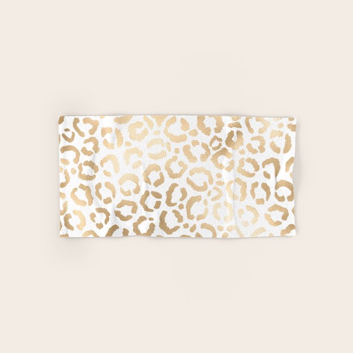Elegant Gold White Leopard Cheetah Animal Print Bath Towel Gallery Image 1
