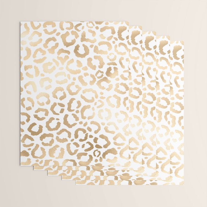 Elegant Gold White Leopard Cheetah Animal Print Wrapping Paper Gallery Image 3