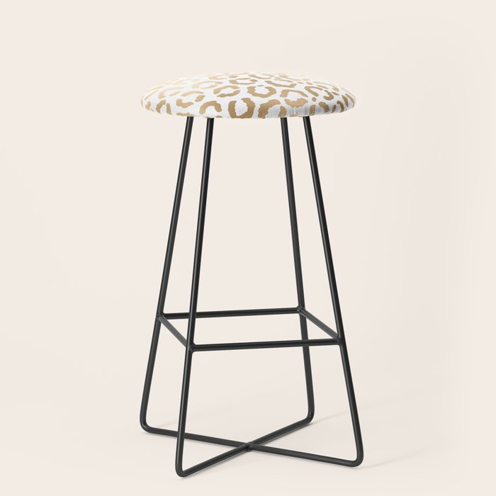 Elegant Gold White Leopard Cheetah Animal Print Stool Gallery Image 1