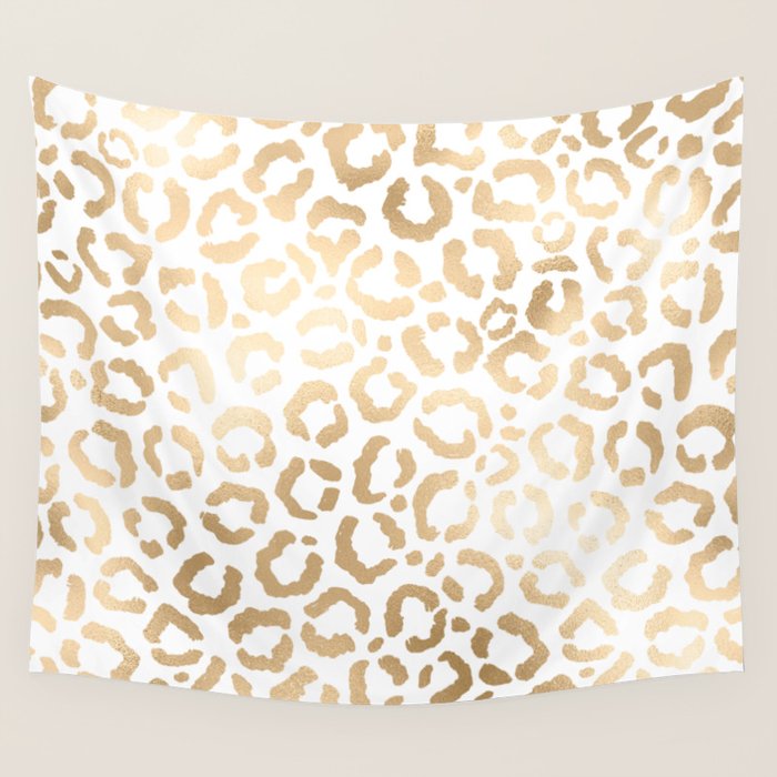 Elegant Gold White Leopard Cheetah Animal Print Wall Tapestry Gallery Image 4