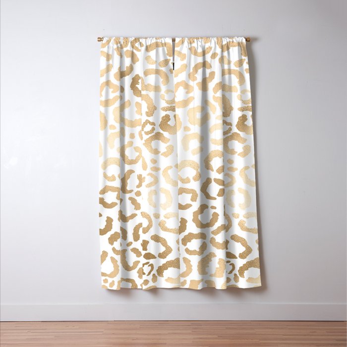 Elegant Gold White Leopard Cheetah Animal Print Window Curtain Gallery Image 3