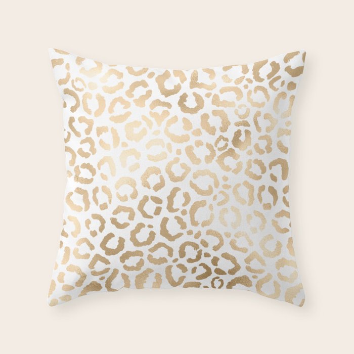 Elegant Gold White Leopard Cheetah Animal Print Throw Pillow Gallery Image 6
