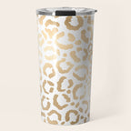 Elegant Gold White Leopard Cheetah Animal Print Travel Mug Gallery Image 1