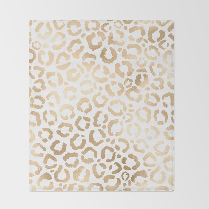 Elegant Gold White Leopard Cheetah Animal Print Throw Blanket Gallery Image 2