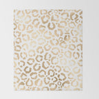 Elegant Gold White Leopard Cheetah Animal Print Throw Blanket Gallery Image 2
