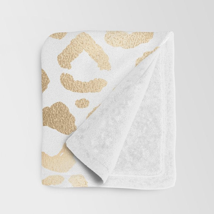 Elegant Gold White Leopard Cheetah Animal Print Throw Blanket Gallery Image 3