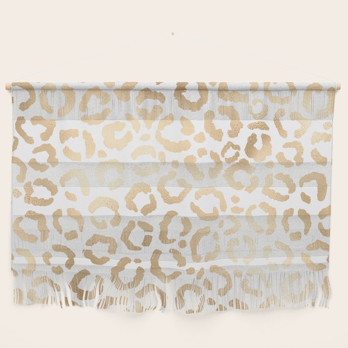 Elegant Gold White Leopard Cheetah Animal Print Wall Hanging Gallery Image 1