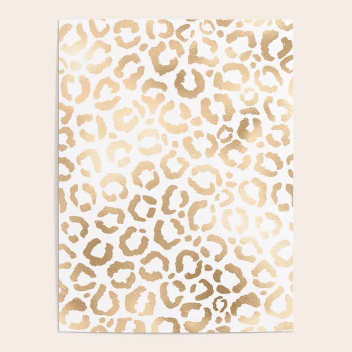 Elegant Gold White Leopard Cheetah Animal Print Poster Gallery Image 4
