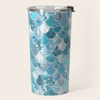 Cute Mermaid Scales, Teal and Aqua Travel Mug Gallery Image 2