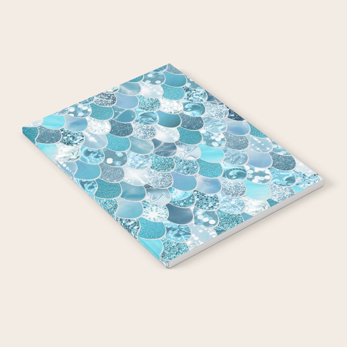 Cute Mermaid Scales, Teal and Aqua Notebook Gallery Image 2