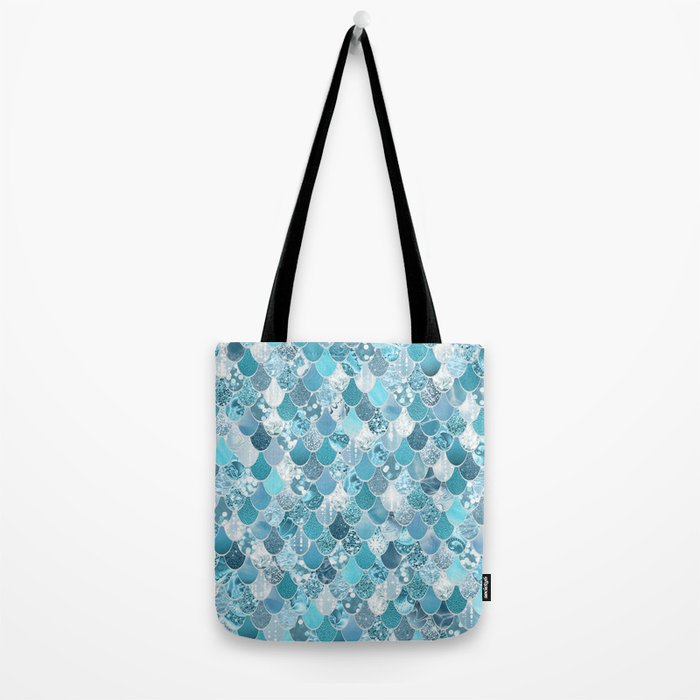 Cute Mermaid Scales, Teal and Aqua Tote Bag Gallery Image 2