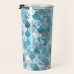 Cute Mermaid Scales, Teal and Aqua Travel Mug Gallery Image 3