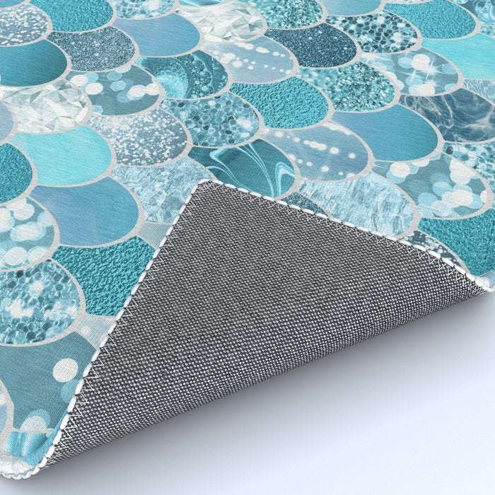 Cute Mermaid Scales, Teal and Aqua Rug Gallery Image 4