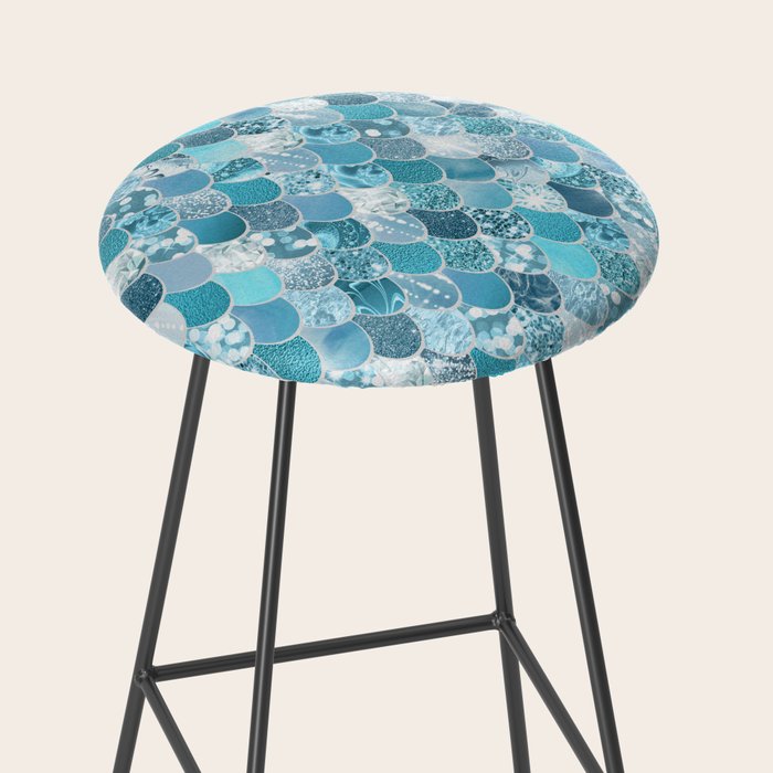 Cute Mermaid Scales, Teal and Aqua Stool Gallery Image 2