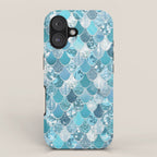 Cute Mermaid Scales, Teal and Aqua iPhone Case Gallery Image 1