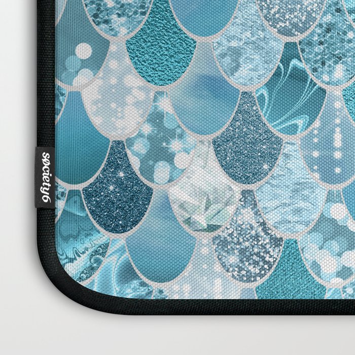 Cute Mermaid Scales, Teal and Aqua Laptop Sleeve Gallery Image 3
