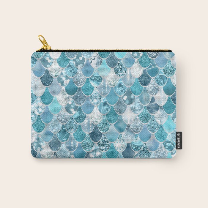 Cute Mermaid Scales, Teal and Aqua Carry All Pouch Gallery Image 1