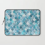Cute Mermaid Scales, Teal and Aqua Laptop Sleeve Gallery Image 1