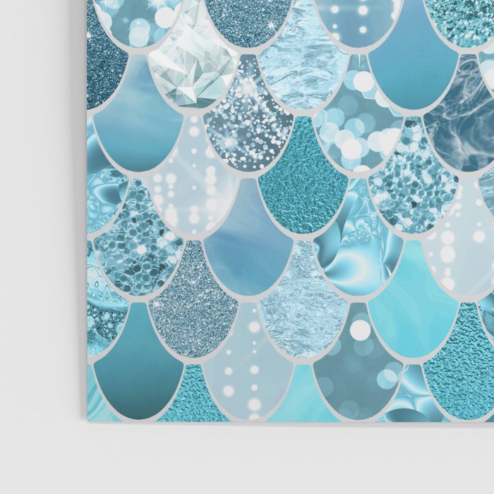 Cute Mermaid Scales, Teal and Aqua Poster Gallery Image 3