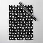 Star Pattern White On Black Wrapping Paper Gallery Image 1