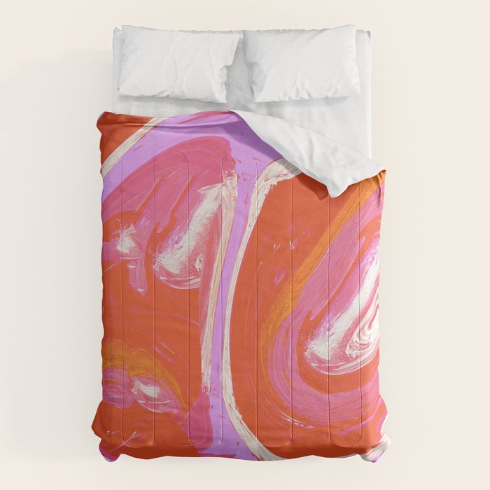 Deja Vu: Vibrant Digital Painting in Retro Colors by Alyssa Hamilton Art Comforter Gallery Image 1