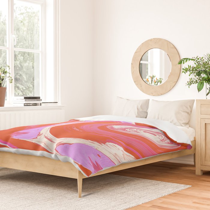 Deja Vu: Vibrant Digital Painting in Retro Colors by Alyssa Hamilton Art Duvet Cover Gallery Image 2