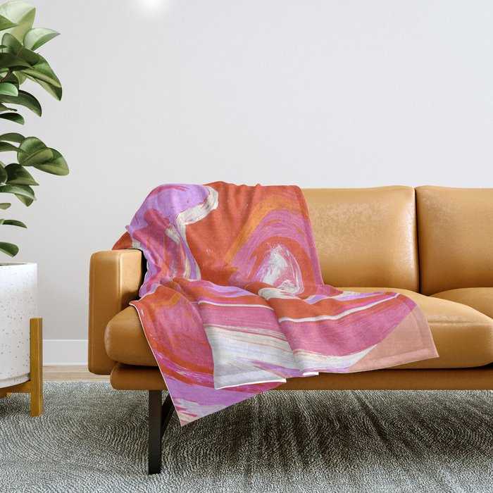Deja Vu: Vibrant Digital Painting in Retro Colors by Alyssa Hamilton Art Throw Blanket Gallery Image 1