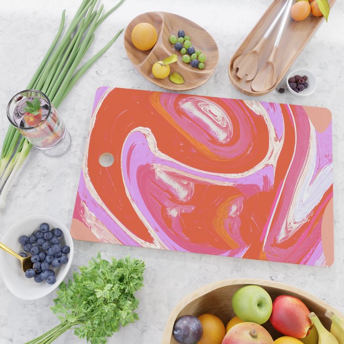 Deja Vu: Vibrant Digital Painting in Retro Colors by Alyssa Hamilton Art Cutting Board Gallery Image 2