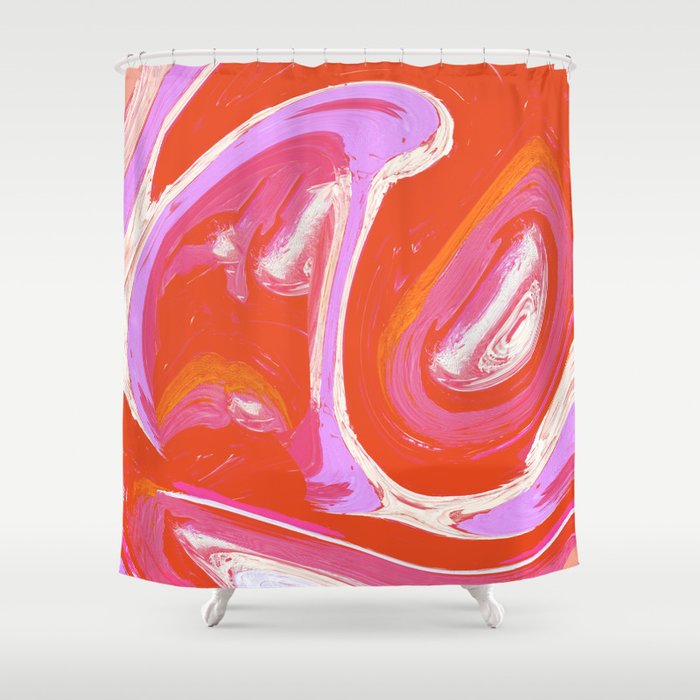 Deja Vu: Vibrant Digital Painting in Retro Colors by Alyssa Hamilton Art Shower Curtain Gallery Image 1