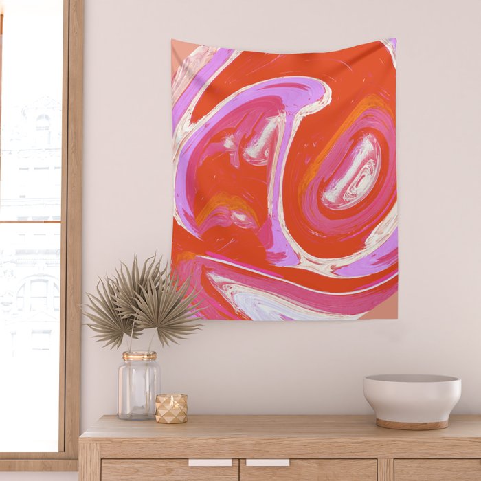 Deja Vu: Vibrant Digital Painting in Retro Colors by Alyssa Hamilton Art Wall Tapestry Gallery Image 2