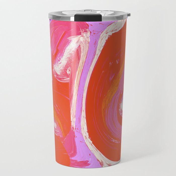 Deja Vu: Vibrant Digital Painting in Retro Colors by Alyssa Hamilton Art Travel Mug Gallery Image 1