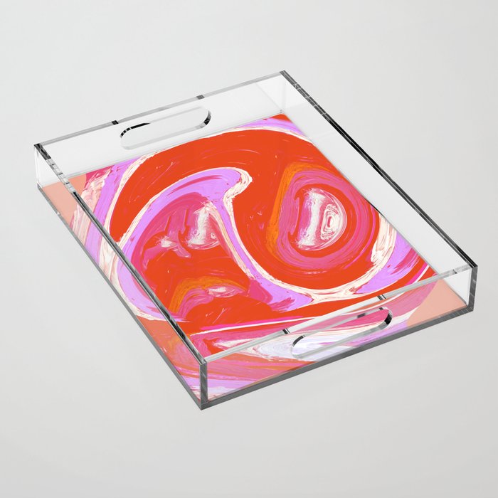 Deja Vu: Vibrant Digital Painting in Retro Colors by Alyssa Hamilton Art Acrylic Tray Gallery Image 1