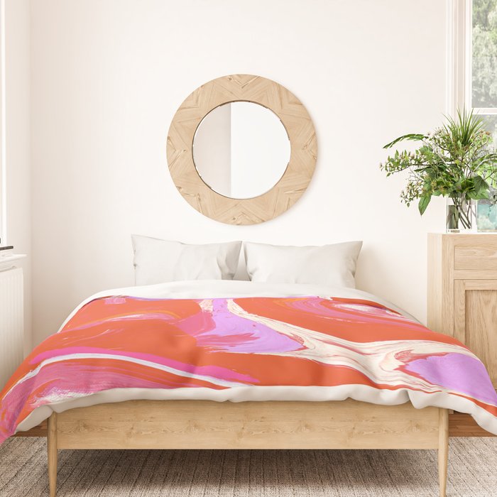 Deja Vu: Vibrant Digital Painting in Retro Colors by Alyssa Hamilton Art Duvet Cover Gallery Image 3