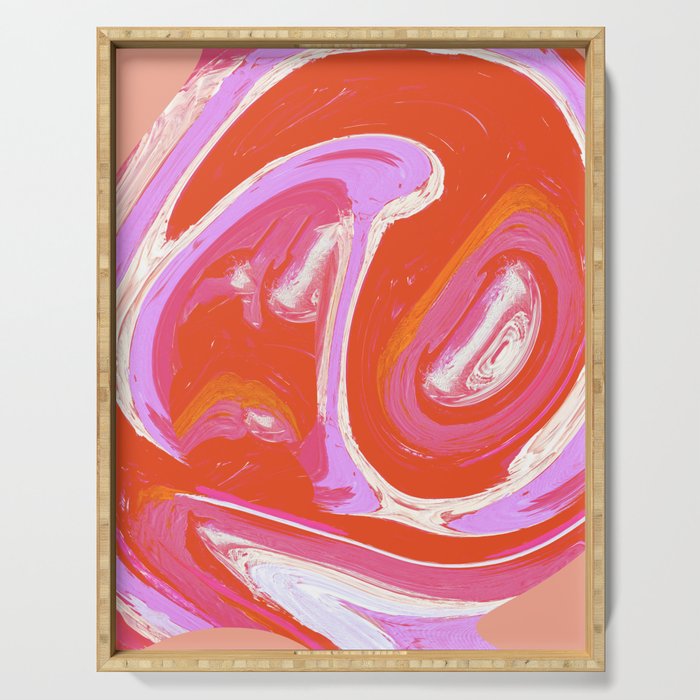 Deja Vu: Vibrant Digital Painting in Retro Colors by Alyssa Hamilton Art Serving Tray Gallery Image 1