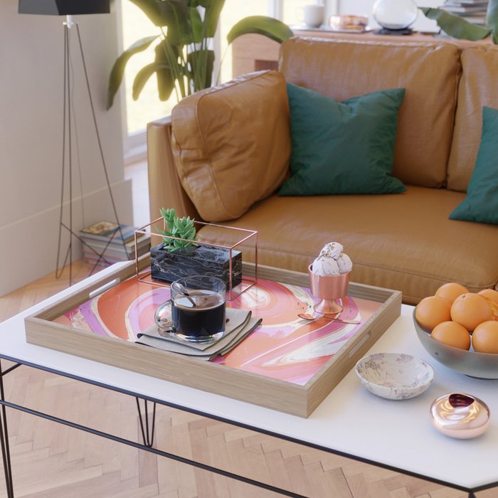 Deja Vu: Vibrant Digital Painting in Retro Colors by Alyssa Hamilton Art Serving Tray Gallery Image 2
