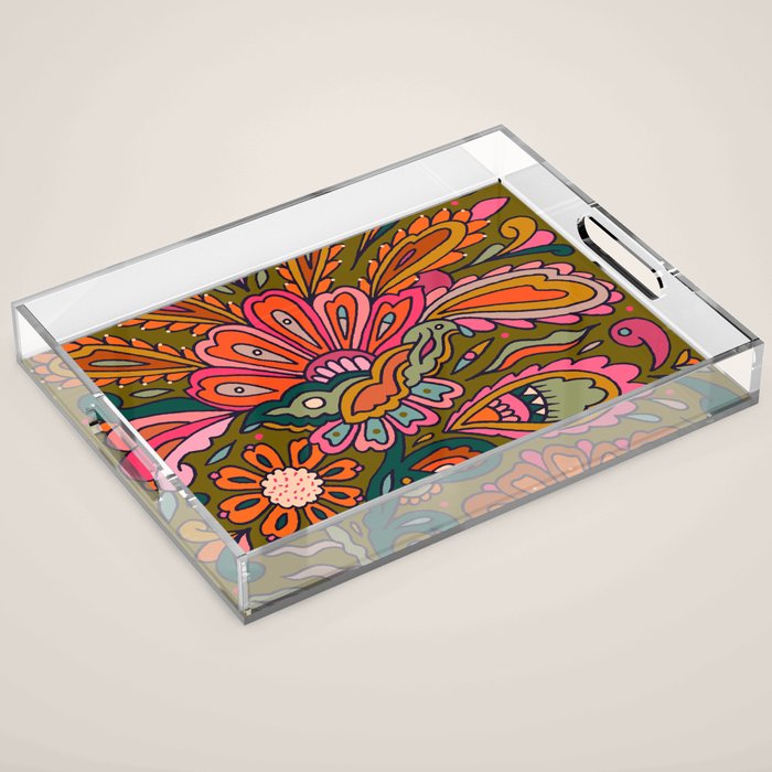 Modern Paisley Acrylic Tray Gallery Image 1