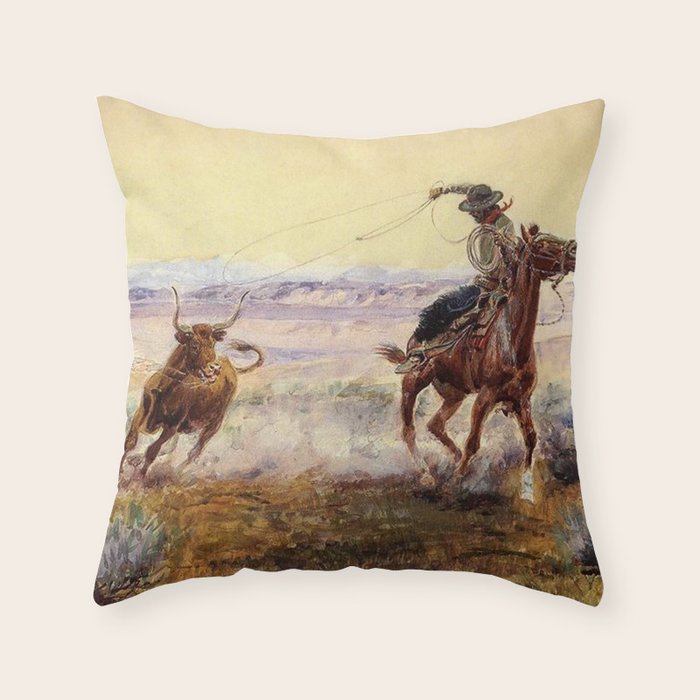 âOn the Pondâ by Charles M Russell Throw Pillow Gallery Image 6