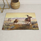 âOn the Pondâ by Charles M Russell Rug Gallery Image 1