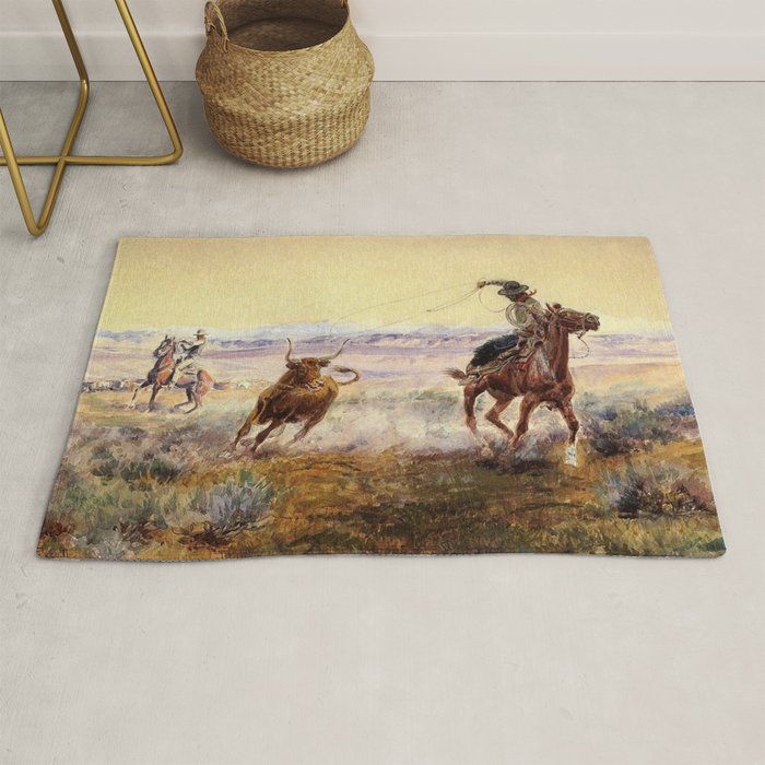âOn the Pondâ by Charles M Russell Rug Gallery Image 1