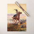 âOn the Pondâ by Charles M Russell Wrapping Paper Gallery Image 1