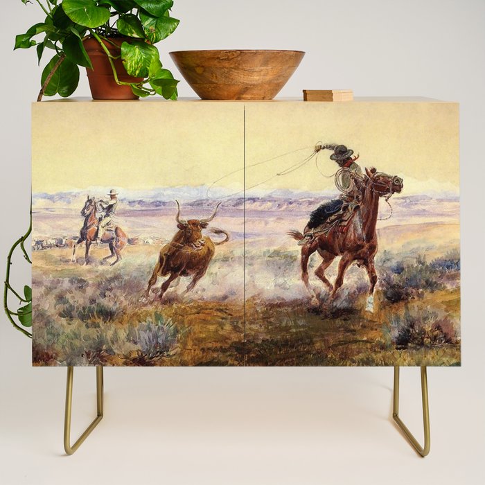 âOn the Pondâ by Charles M Russell Credenza Gallery Image 1