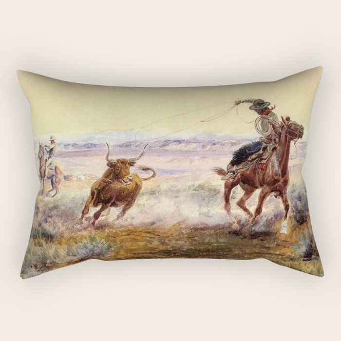 âOn the Pondâ by Charles M Russell Rectangular Pillow Gallery Image 1