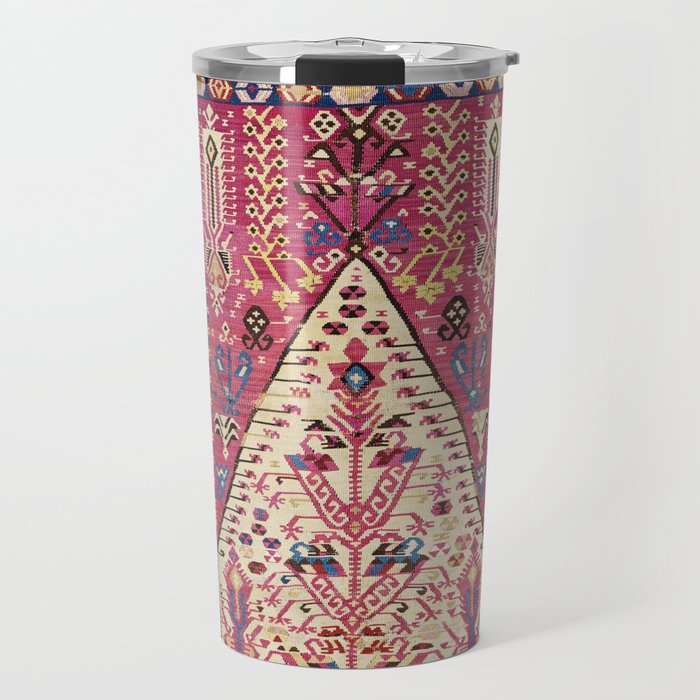 Cute Pink Antique Turkish Niche Kilim Print Travel Mug Gallery Image 1
