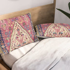 Cute Pink Antique Turkish Niche Kilim Print Pillow Sham Gallery Image 2