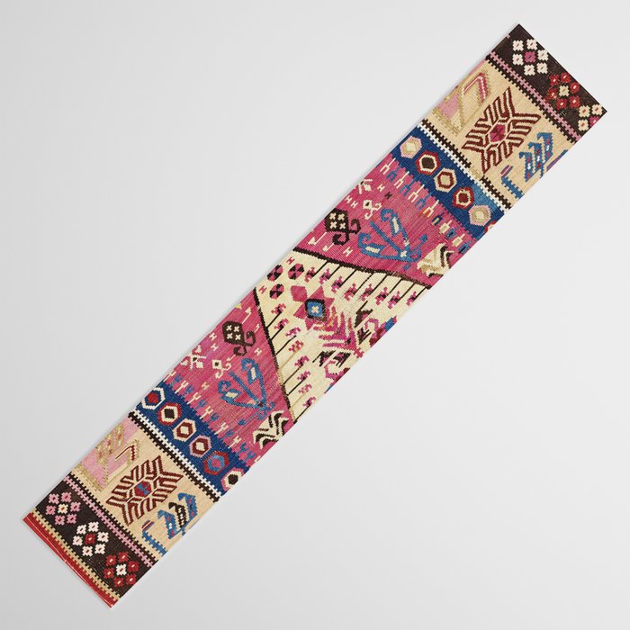 Cute Pink Antique Turkish Niche Kilim Print Table Runner Gallery Image 3