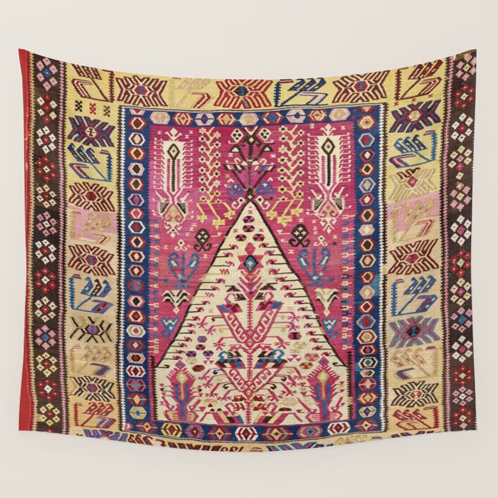 Cute Pink Antique Turkish Niche Kilim Print Wall Tapestry Gallery Image 4