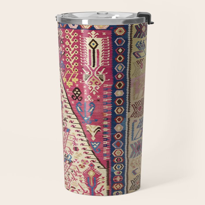 Cute Pink Antique Turkish Niche Kilim Print Travel Mug Gallery Image 2